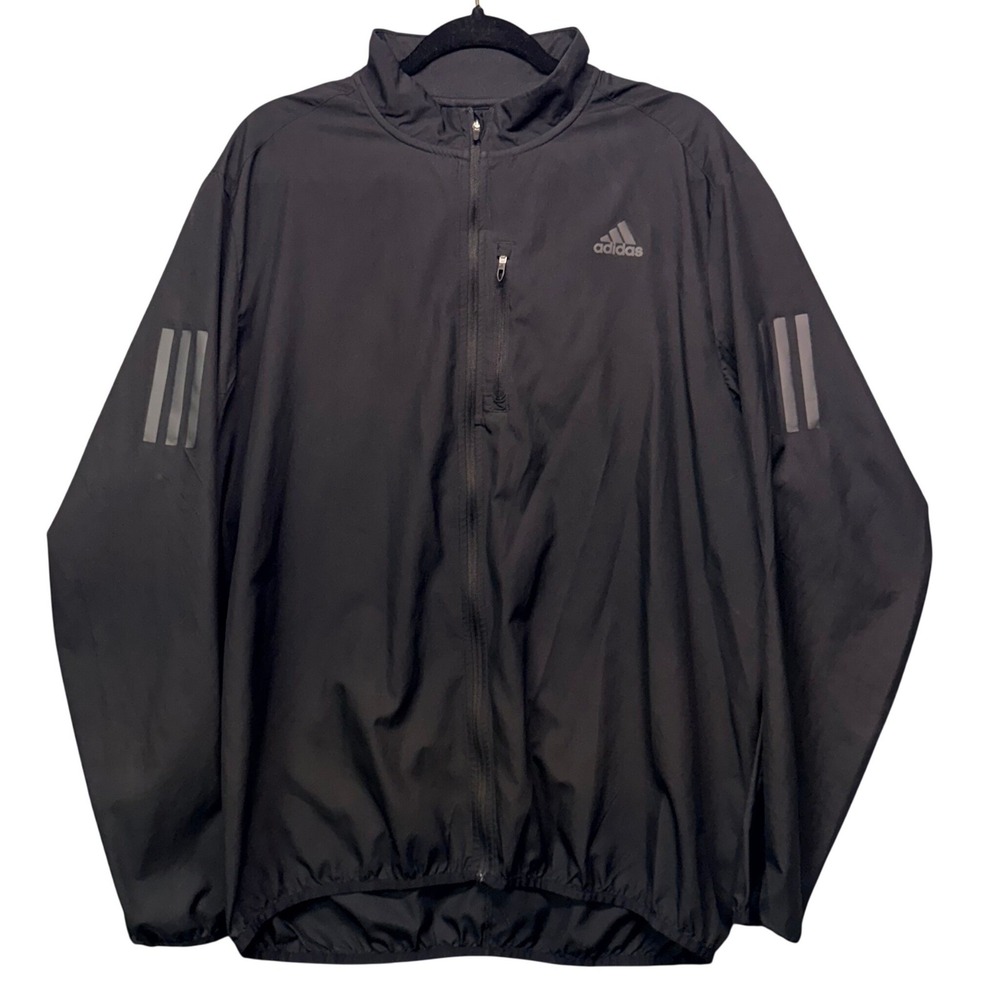 Running Windbreaker Jacket Black Full Zip Reflective Mens Adidas L Ahtleisure - Picture 1 of 10